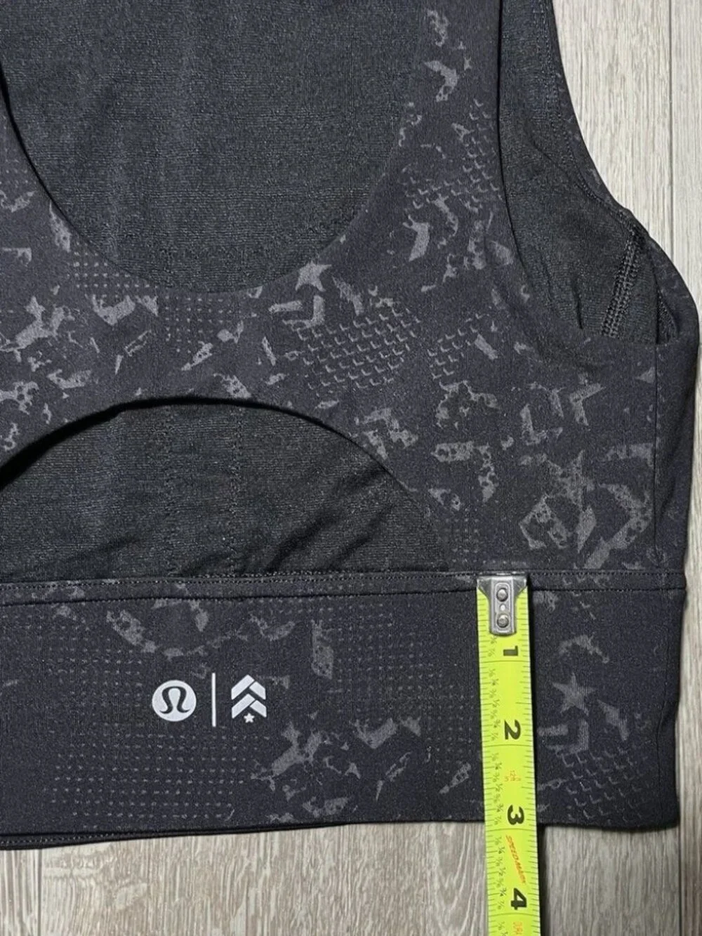 Lululemon Stronger As One-Long Line Sports Bra- Boot Camp Emboss Black - Size 4